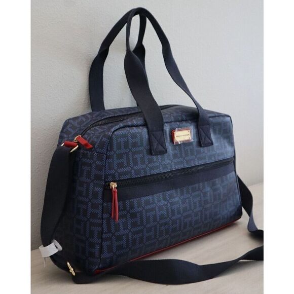 Tommy Hilfiger 69J6572-410 Unisex Blue Allover Print Travel Duffle Bag - Picture 5 of 11